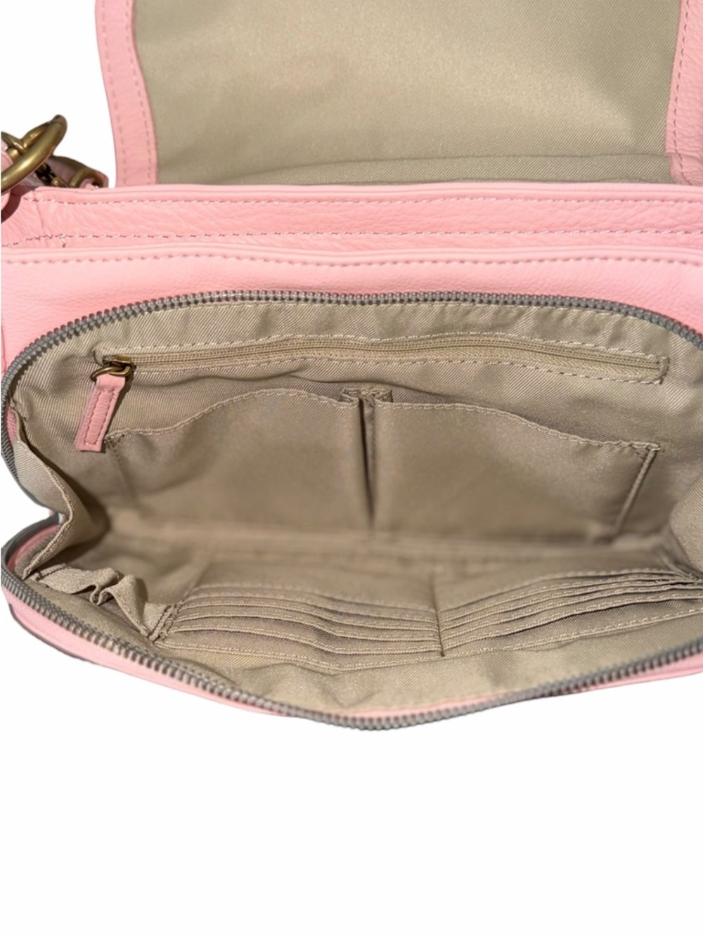 American Leather Co. NWOT Marino Blush Pink Leather Flap Crossbody Bag - Picture 4 of 9